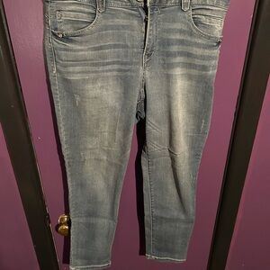 Democracy Absolution Blue Ankle Cropped Jeans with Distressed Look